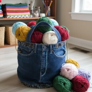 Upcycled Molly Made It Modern Jeans Storage Basket